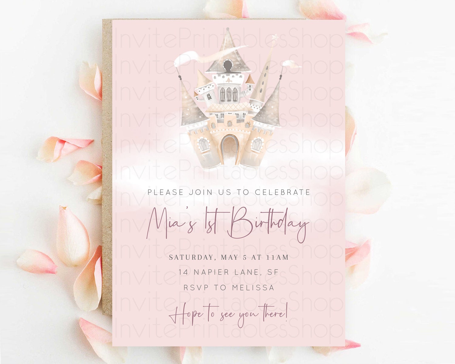 Editable Princess Birthday Invitation Princess Invitation Pastel Invitation