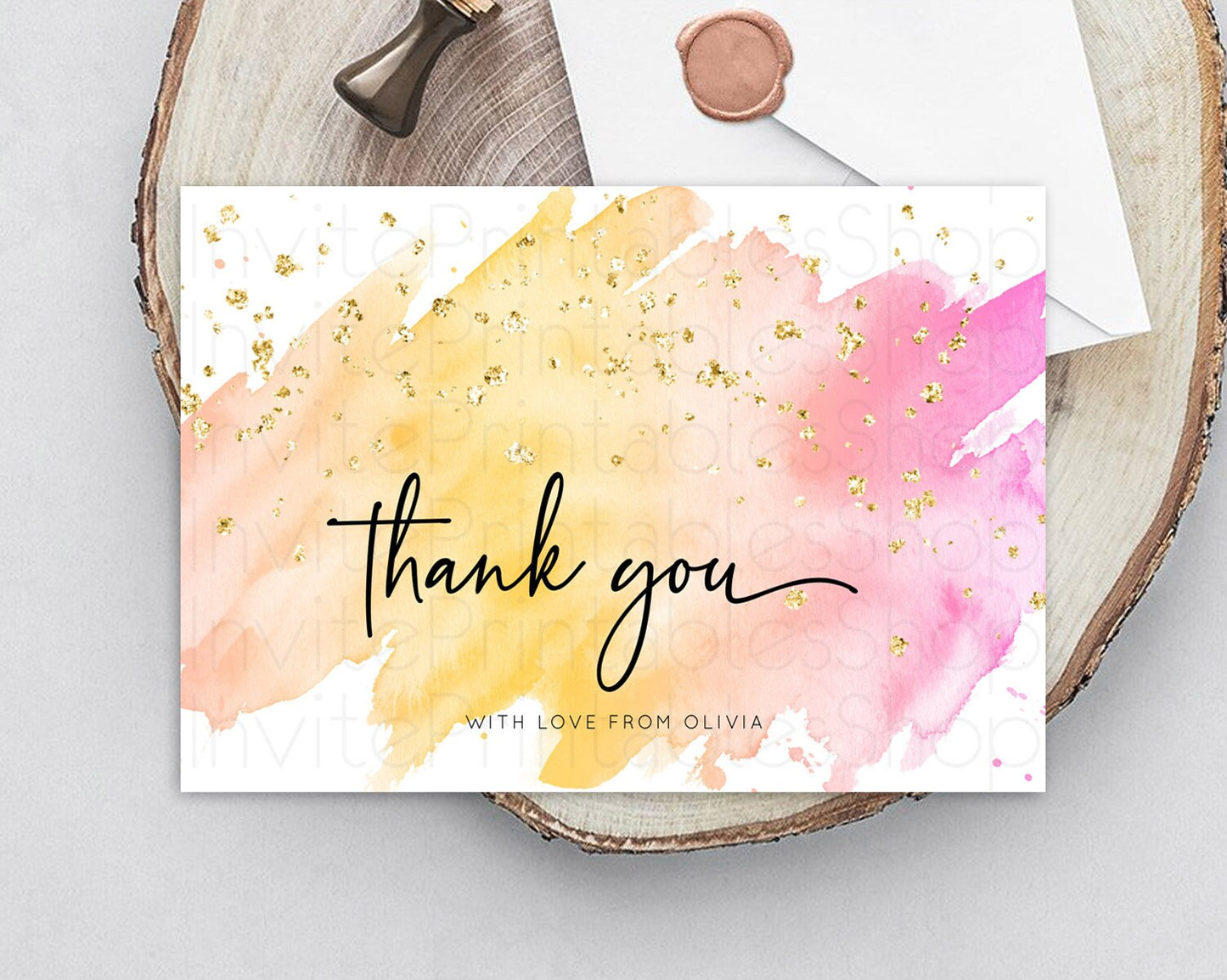 Pastel Thank You Rainbow Thank You Card Colorful Pastel Birthday Thank You Card Confetti Watercolor Pastel Teacher Thank You Cards D10527