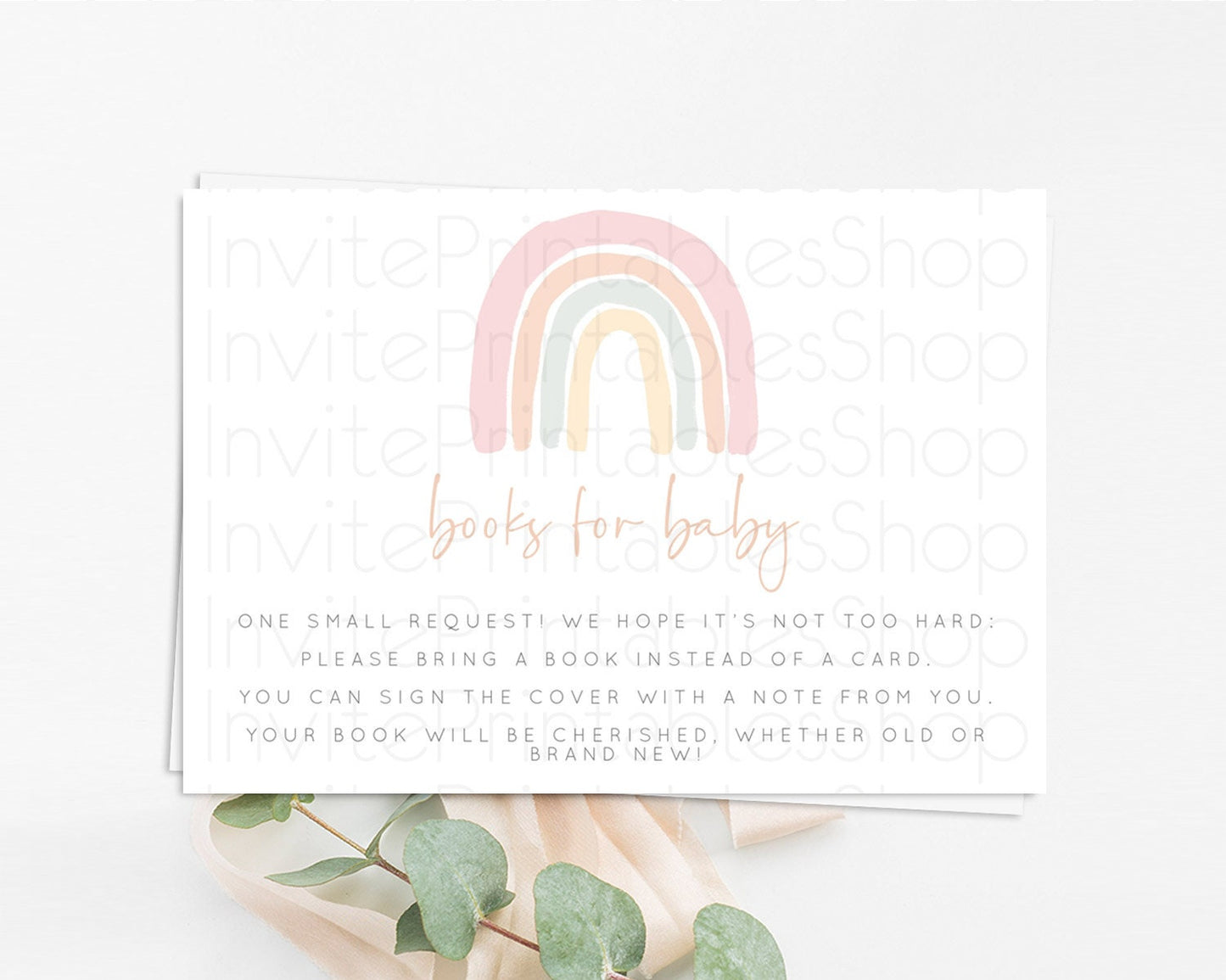 Editable Pastel Rainbow Books For Baby Card Boho Rainbow Book Insert Boho Ra