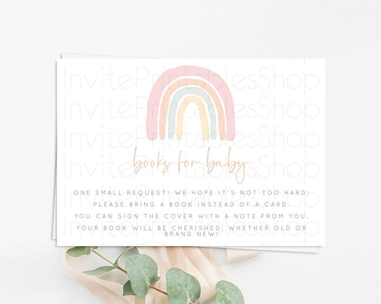 Editable Pastel Rainbow Books For Baby Card Boho Rainbow Book Insert Boho Ra