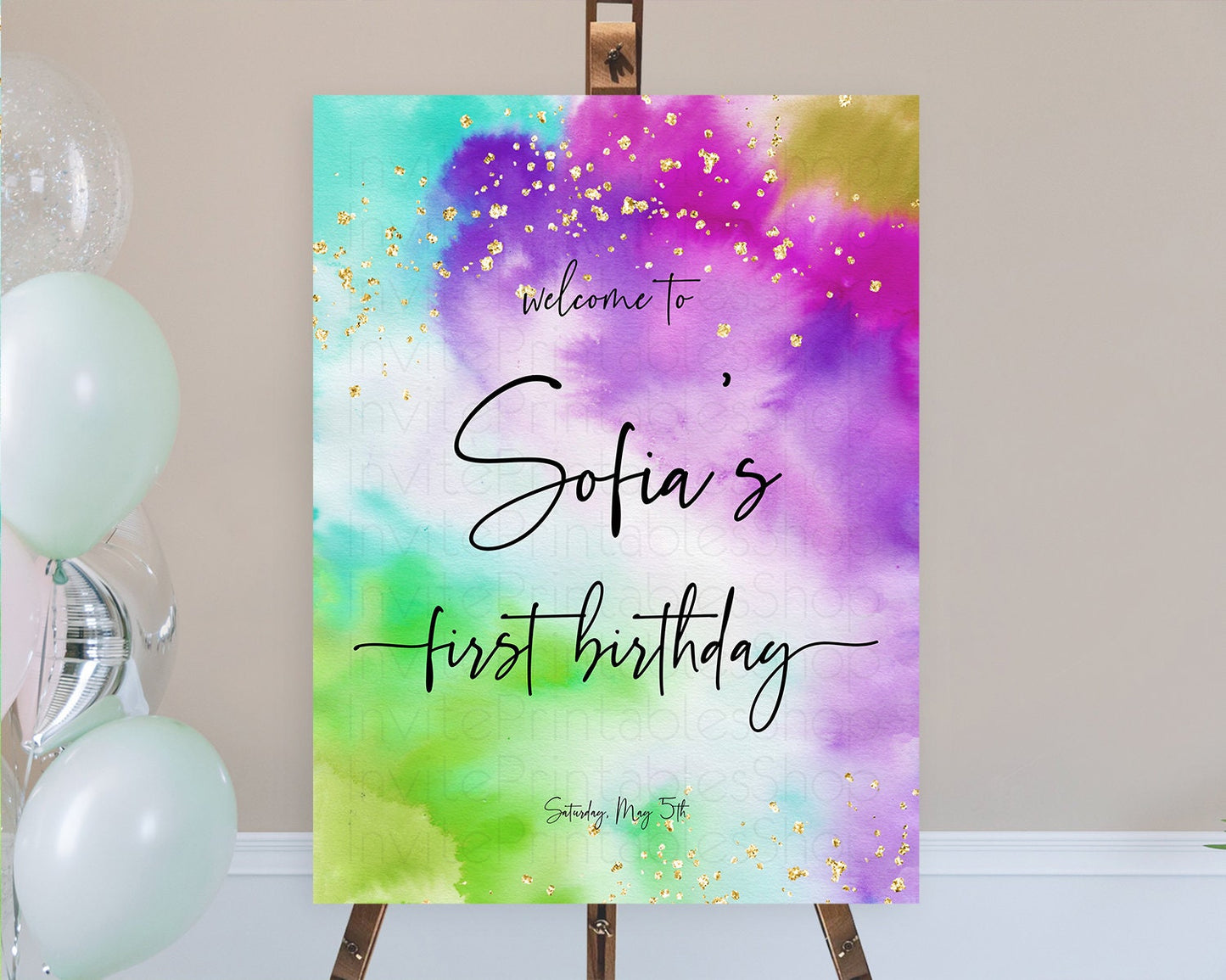 Tie Dye Welcome Board Rainbow Tie Dye Welcome Sign Pastel Welcome Poster Colorful Pastel Welcome Rainbow First Birthday Welcome Sign D10536