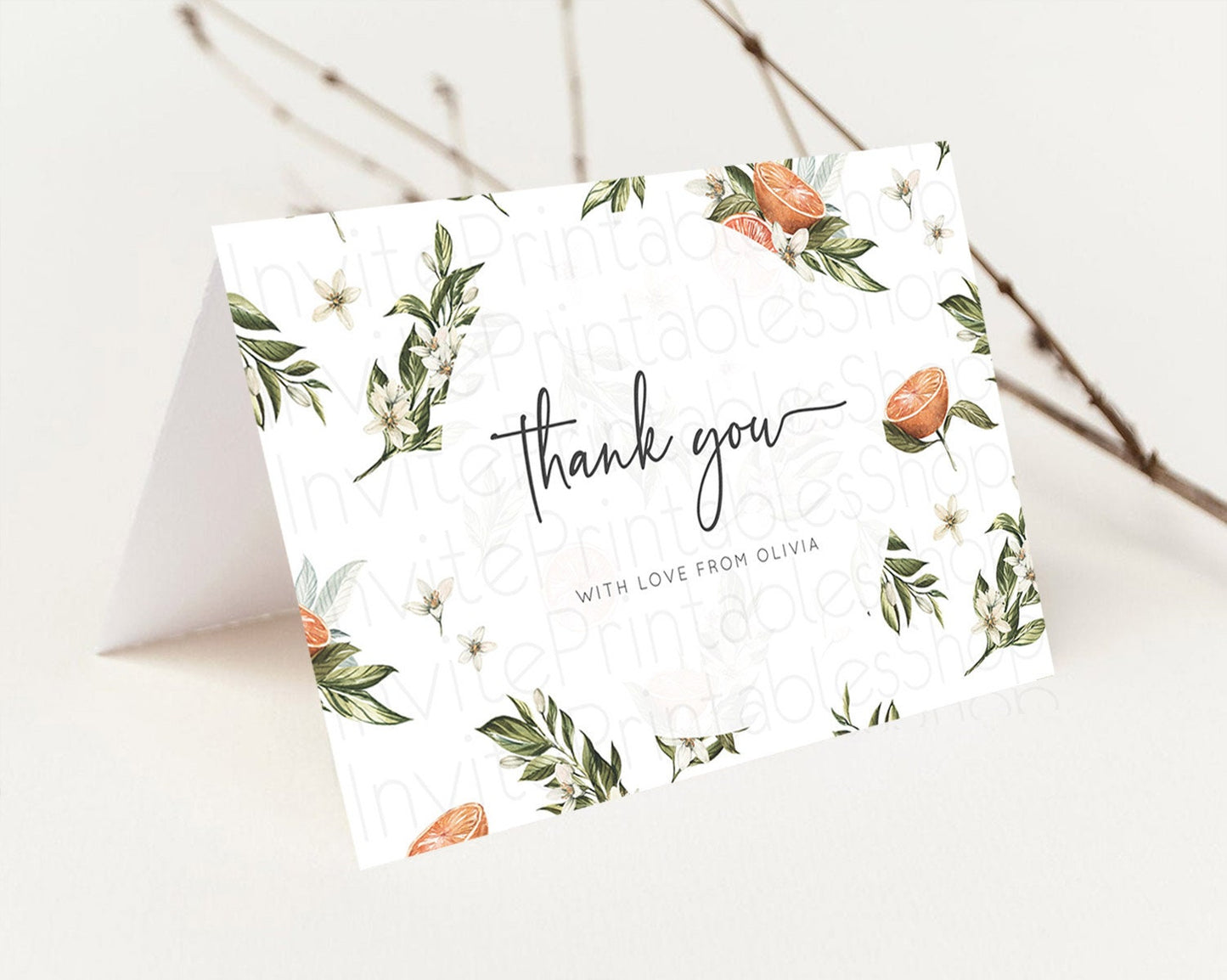 Citrus Thank You Lemon Thank You Orange Thank You Citrus Birthday Thank You Card Citrus Floral Card Template Teacher Thank You Cards D10545