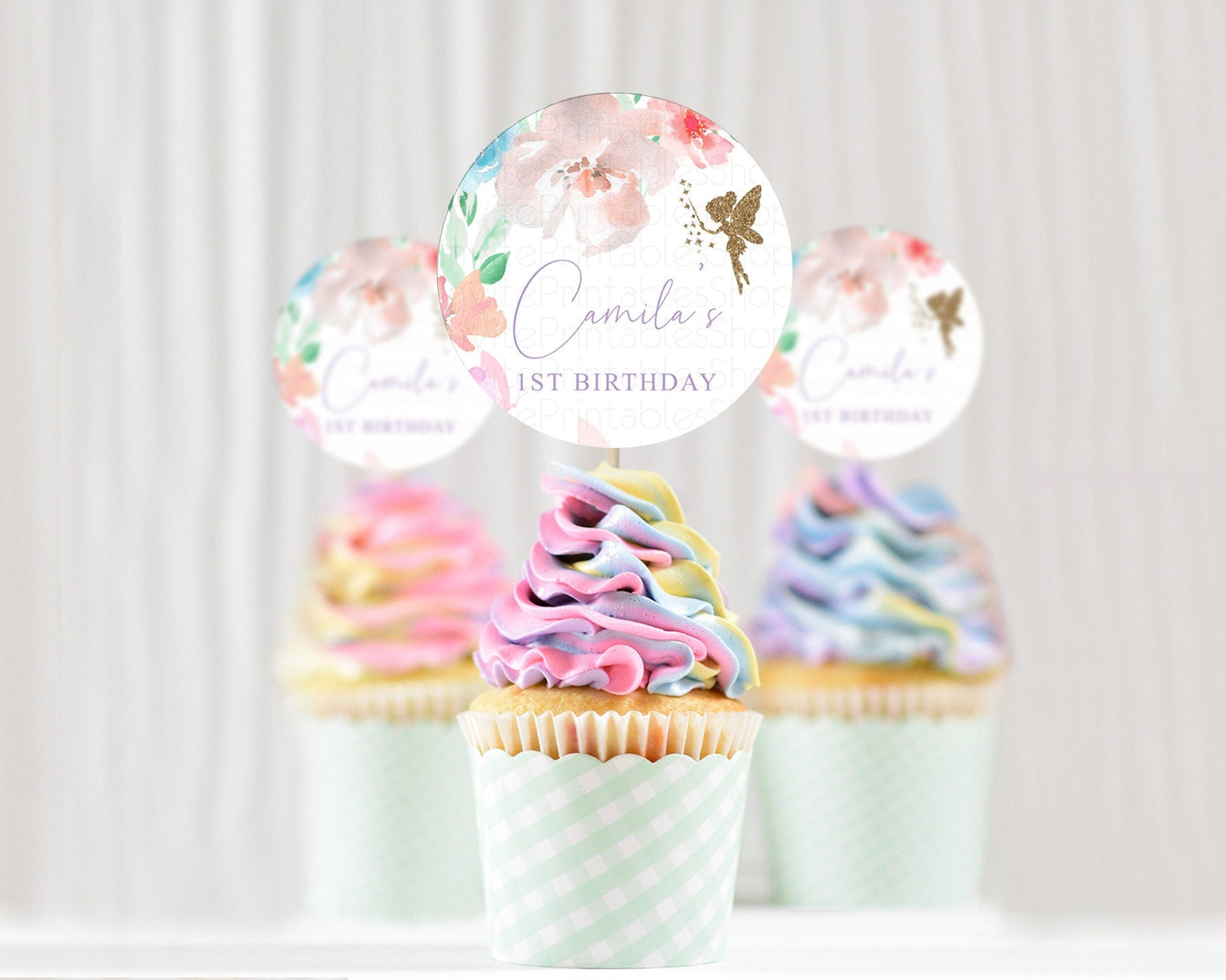 Fairy Cupcake Toppers Pastel Fairy Cupcake Toppers Fairy Floral Garden Cupcake Topper Enchanted Garden Floral Butterfly Party Decor D10126