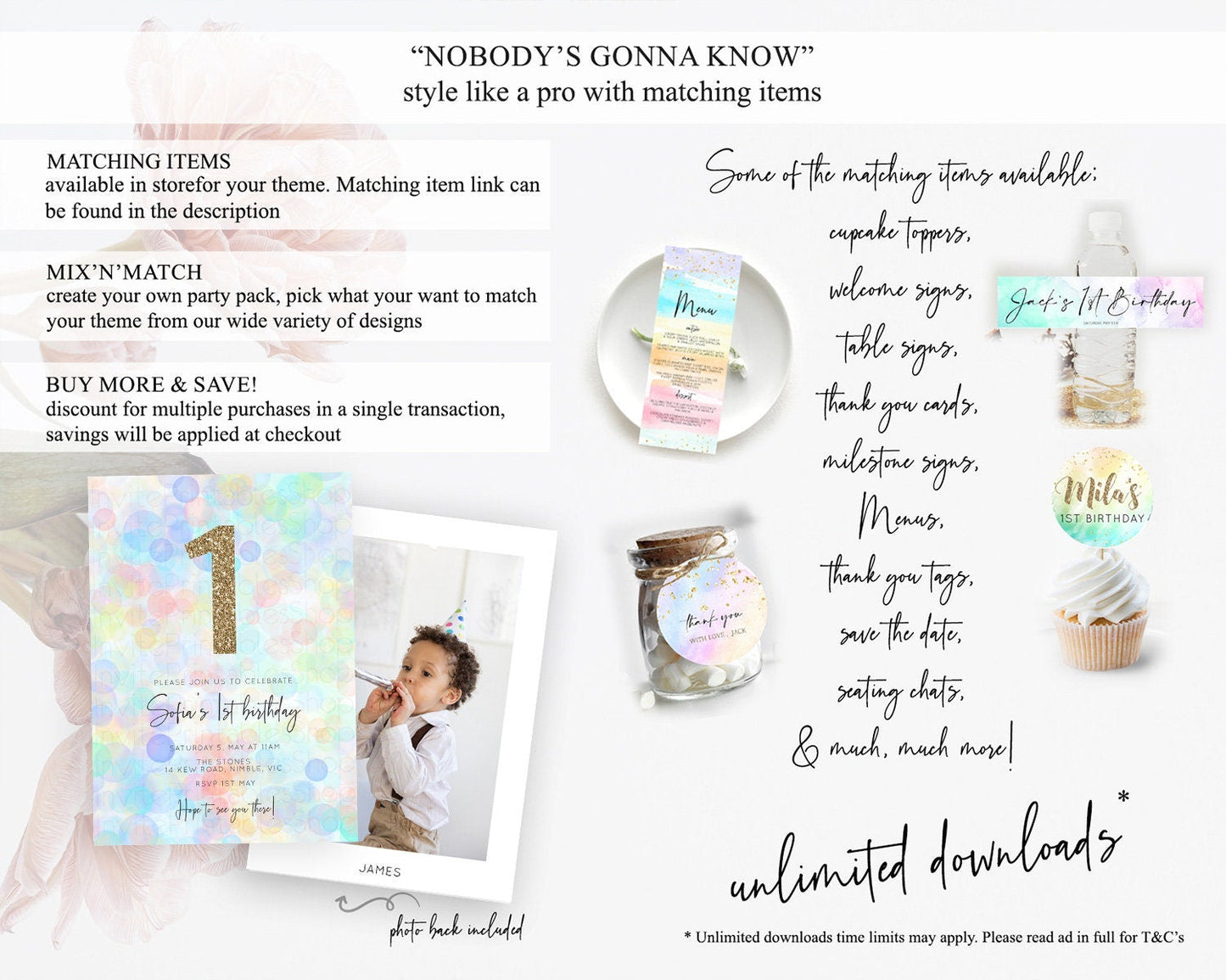 Pastel Birthday Invitation Bath Bomb Party Invitation Pastel Bubbles Invitation Watercolour Invitation 3rd 2nd 1st First Birthday D10444