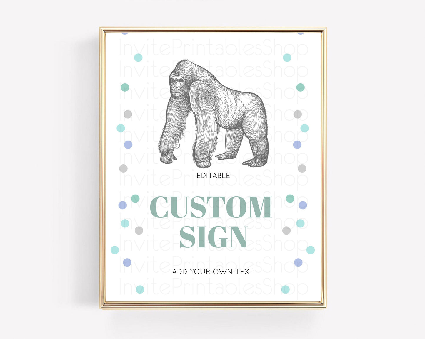 Gorilla Table Sign Decor Gorilla Party Sign Template Safari Adventure Gorilla Minimal Theme 1st Birthday Baptism Baby Shower D10854