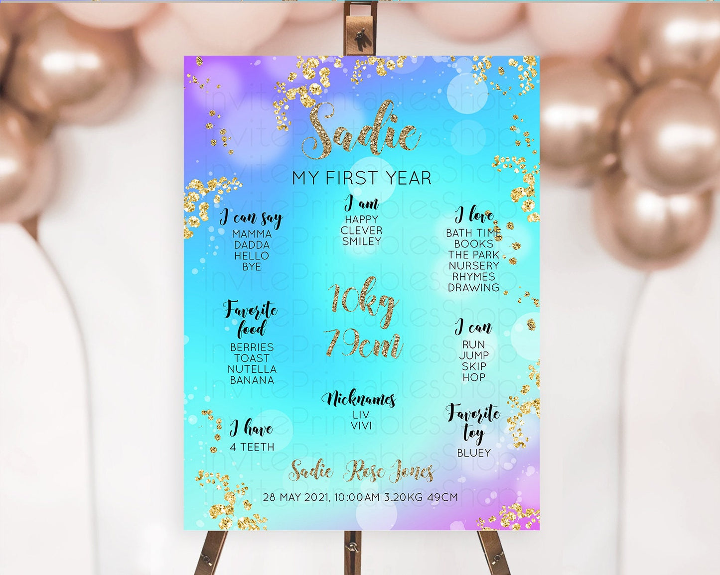 Mermaid First Birthday Milestone Board Mermaid Milestone Poster Rainbow Fish Under The Sea Colorful Pastel Pool Party Birthday Sign D10573