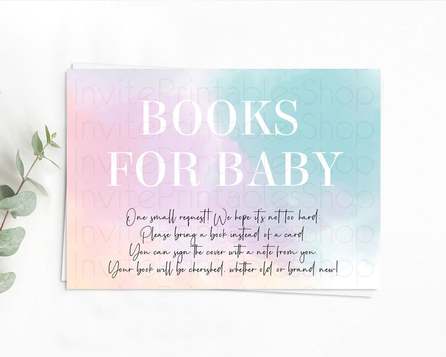 Pastel Books For Baby Card Pastel Rainbow Book Insert Colorful Ombre Watercolor Book Card Confetti Glitter Baby Book Poem Request D10375