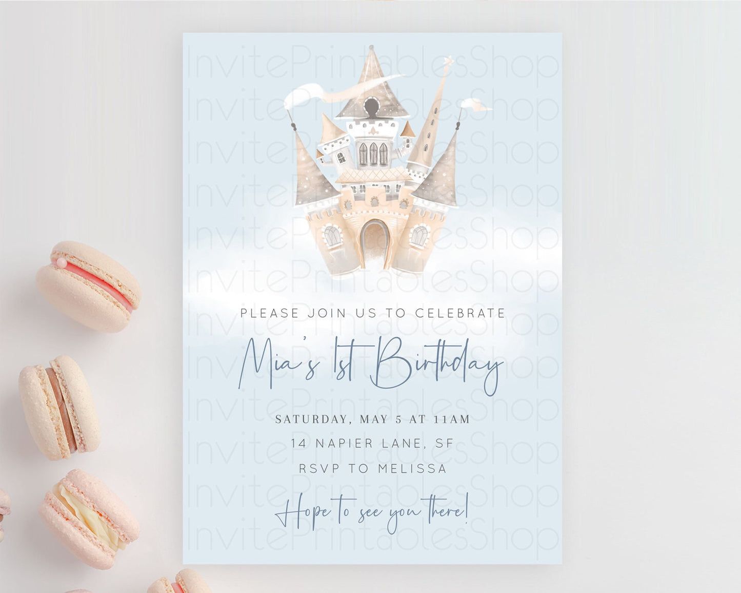 Princess Birthday Invitation Princess Invitation Pastel Invitation Royal Birthday Rainbow Color Enchanted Castle 1st First Birthday D10251