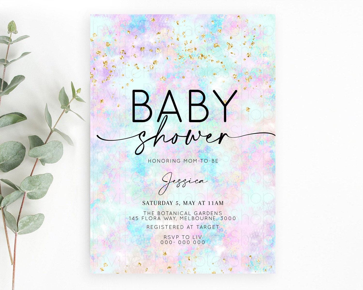 Editable Pastel Baby Shower Invitation Rainbow Baby Shower Invitation Colorf