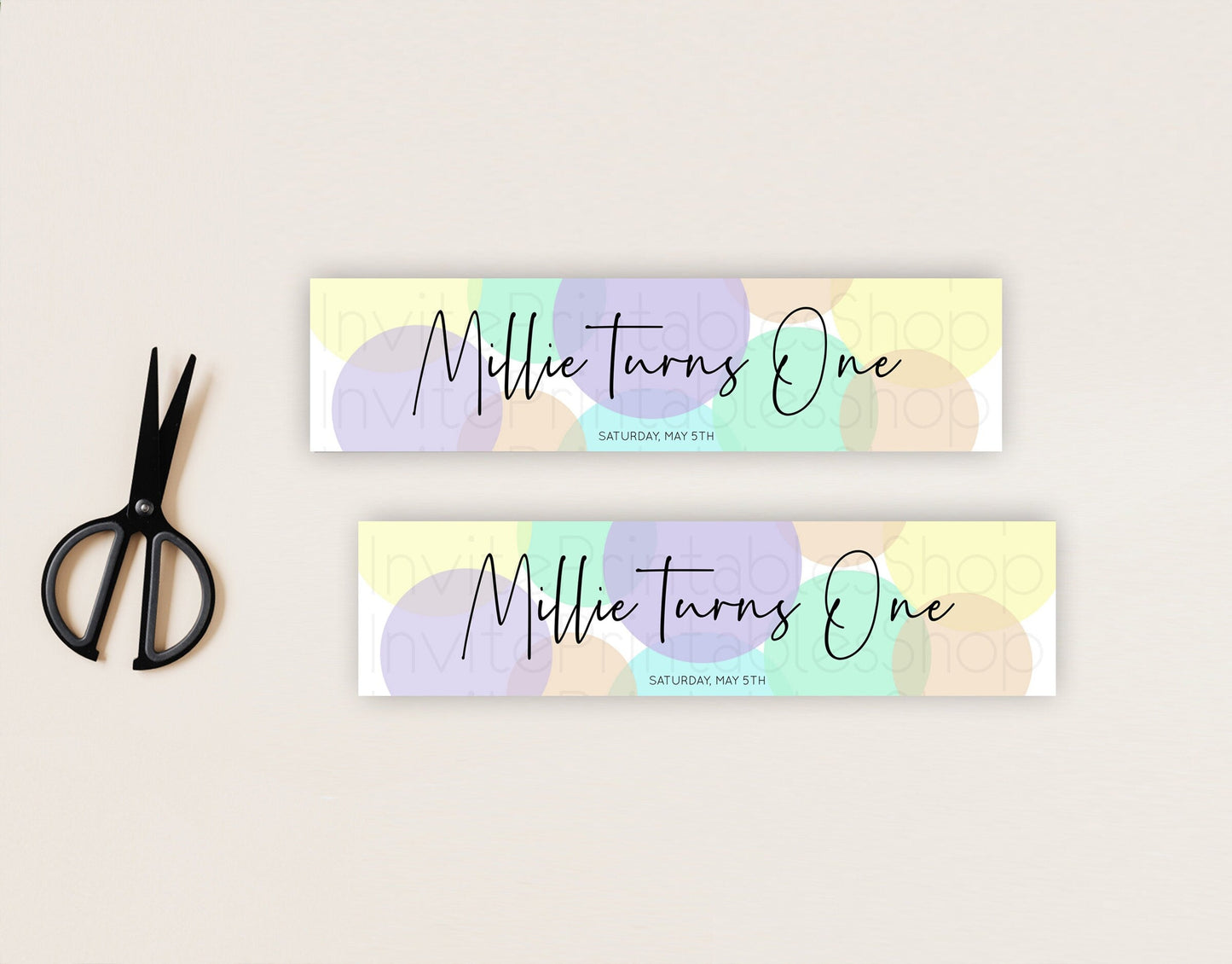 Pastel Confetti Water Label Template Rainbow Colorful Sprinkles Party Decor 1st Birthday Baptism Baby Shower Wedding Bridal Shower D10414