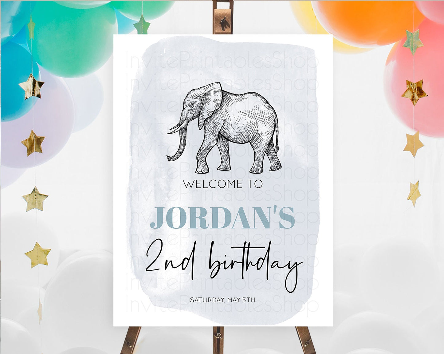 Elephant Welcome Sign Elephant Welcome Board Elephant Party Welcome Poster Safari Party Decor Elephant First Birthday Welcome Sign D10811