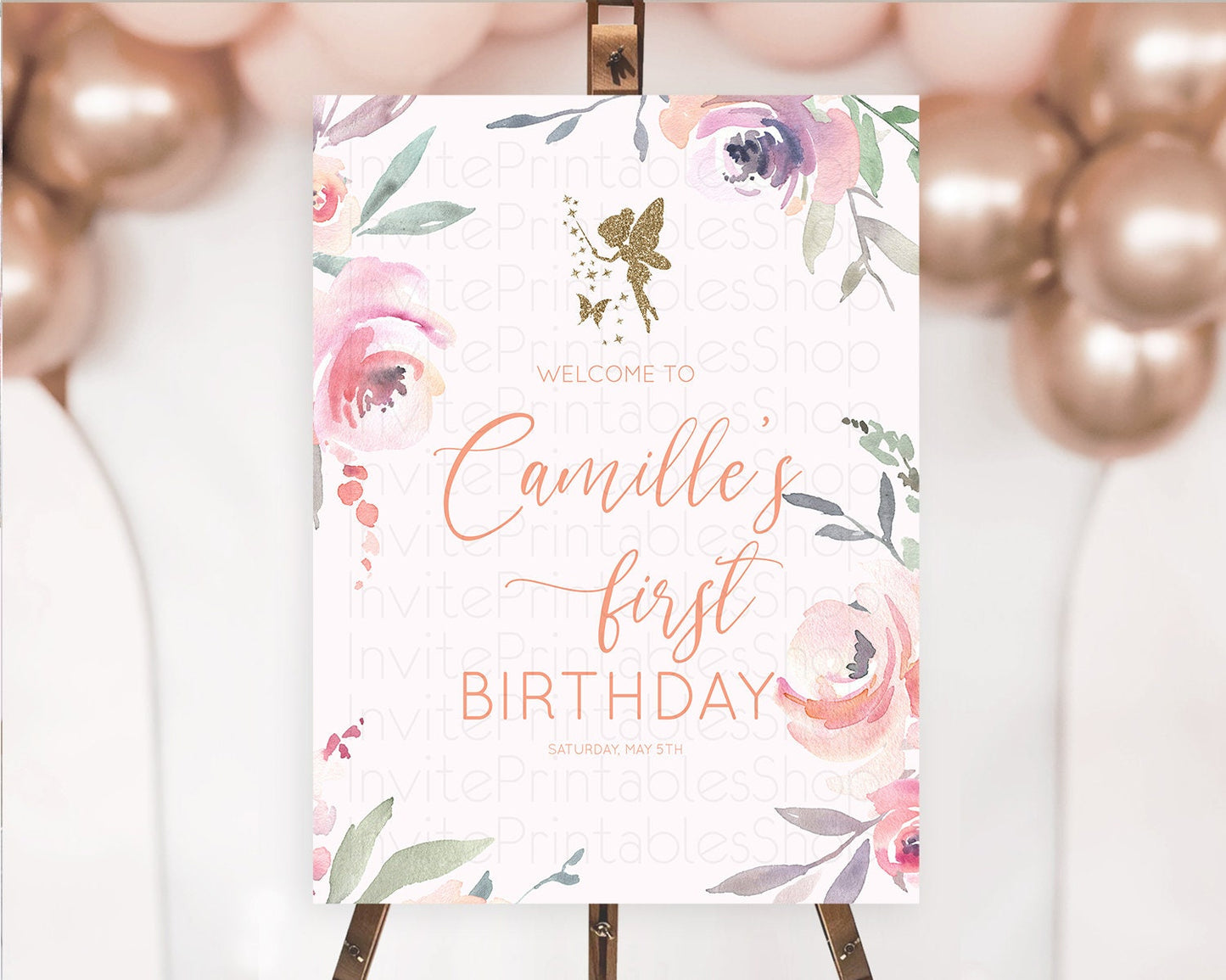 Fairy Welcome Sign Fairy Welcome Board Enchanted Garden Pastel Floral Butterfly Décor Secret Garden First Birthday Welcome Sign D10197