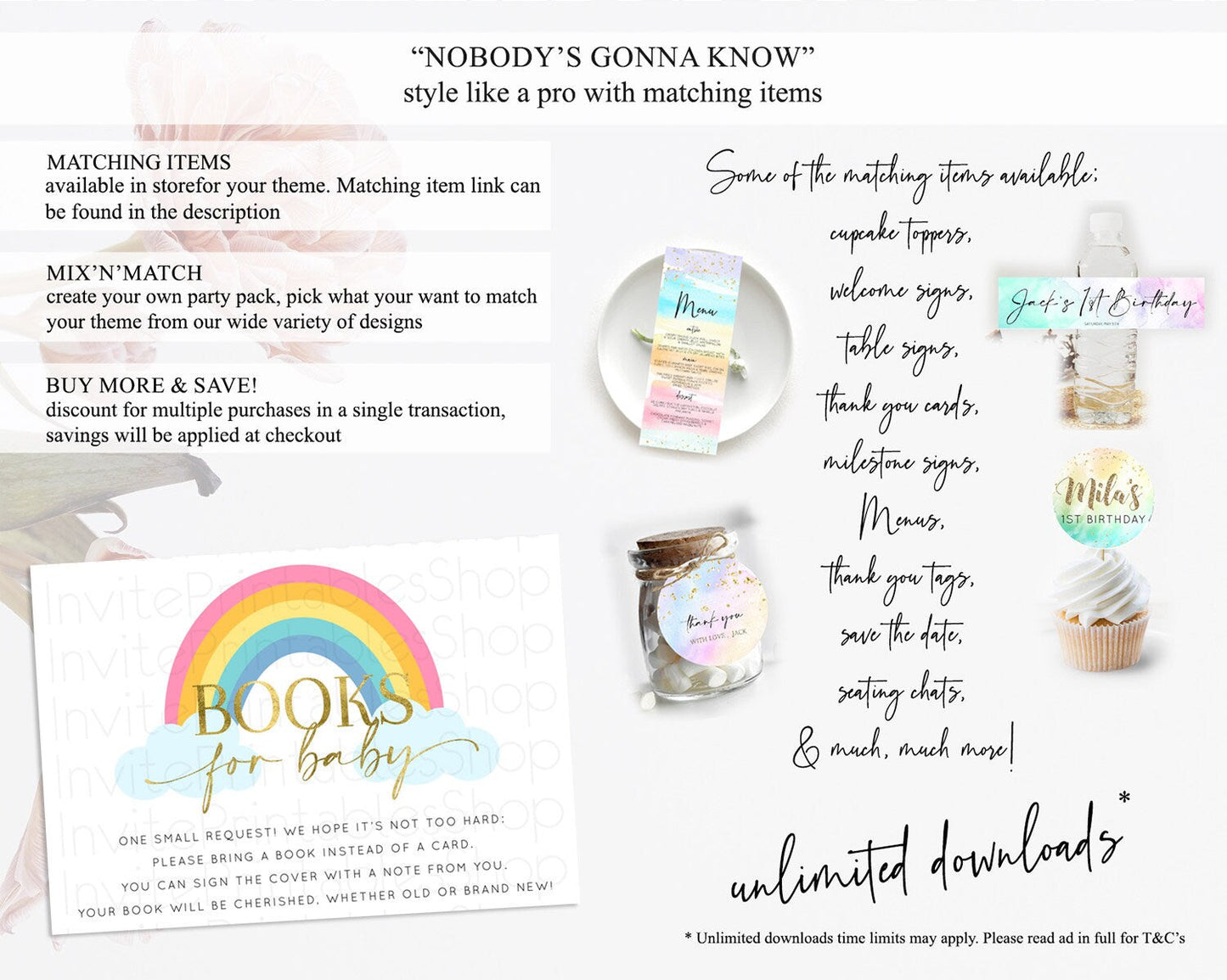 Pastel Rainbow Books For Baby Card Boho Rainbow Book Insert Boho Rainbow Book Card Pastel Watercolor Baby Shower Book Poem Request D10123