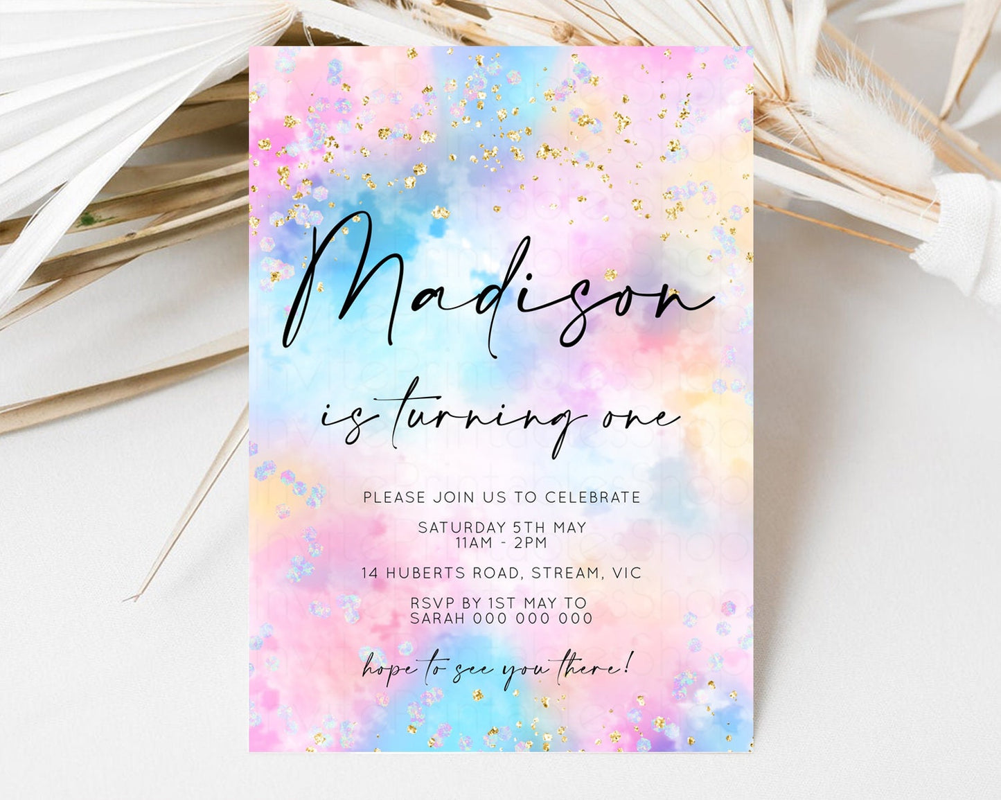 Rainbow Birthday Invitation Pastel Birthday Invite Ombre Rainbow Invite Colorful Watercolor Invite Glitter Clouds Invite 1st 2nd 3rd 589v4