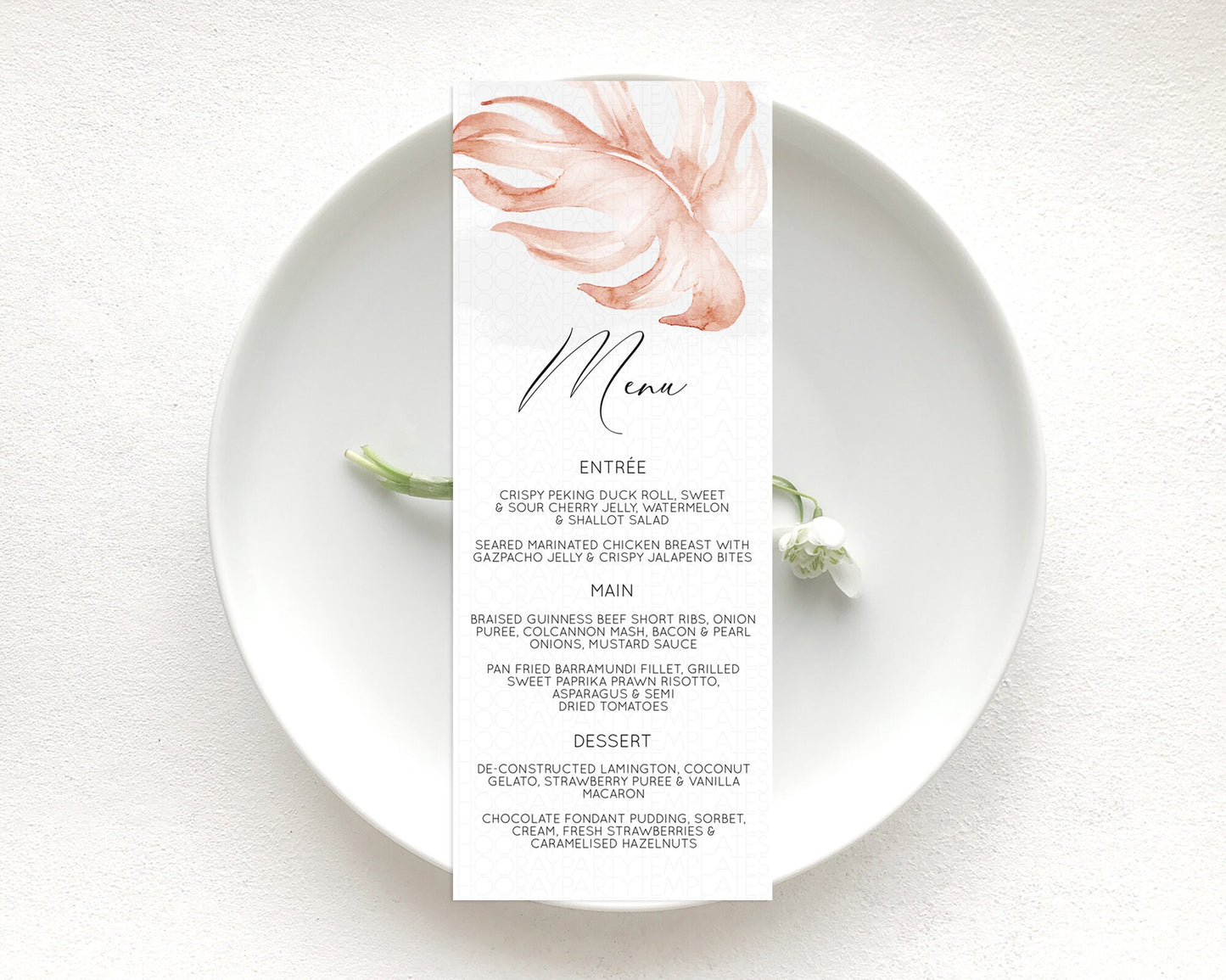 Editable Tropical Menu Template Tropical Menu Palm Leaf Fern Table Decor Fra