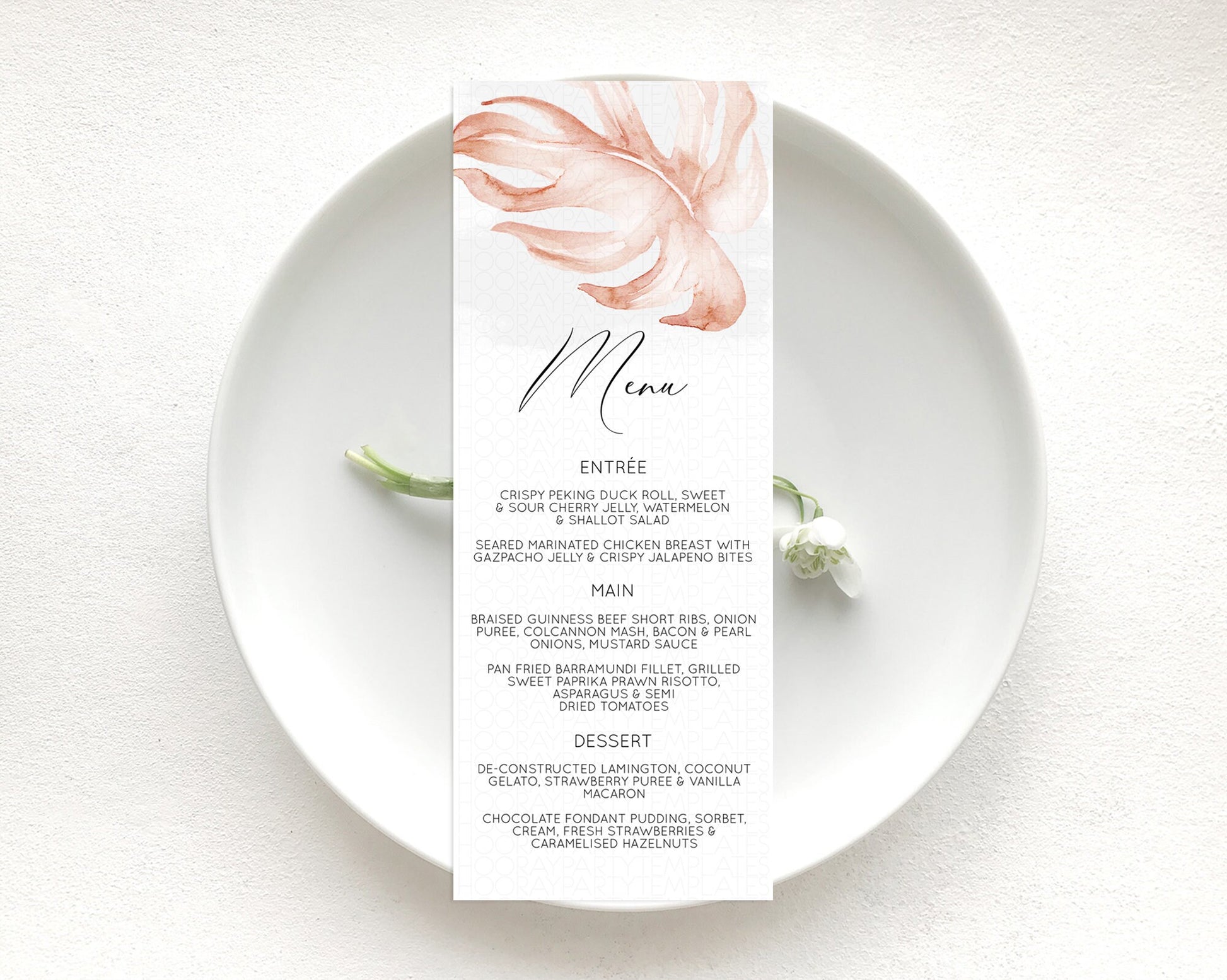 Editable Tropical Menu Template Tropical Menu Palm Leaf Fern Table Decor Fra
