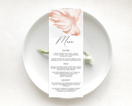 Editable Tropical Menu Template Tropical Menu Palm Leaf Fern Table Decor Fra