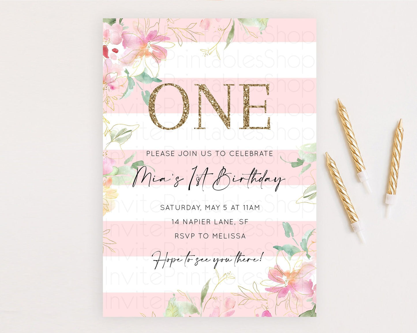 Secret Garden Invitation Wildflower Birthday Invitation Pastel Flowers Invite Enchanted Garden Boho Floral 3rd 2nd First Birthday D10301