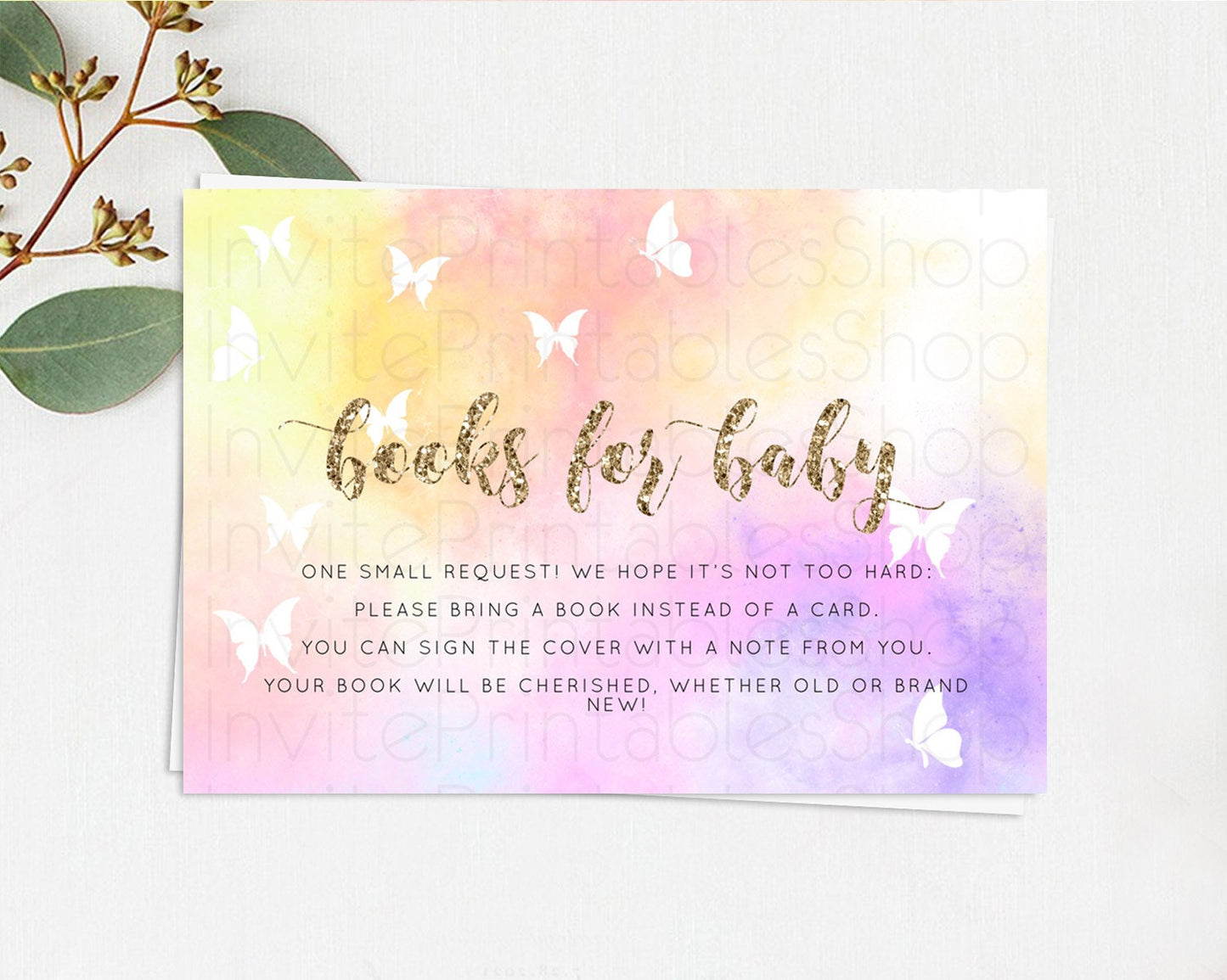 Pastel Books For Baby Card Pastel Rainbow Book Insert Colorful Ombre Watercolor Book Card Confetti Glitter Baby Book Poem Request D10435