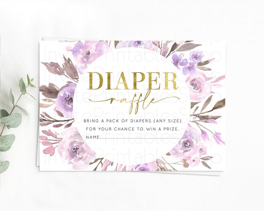 Editable Secret Garden Diaper Raffle Card Boho Wildflower Diaper Raffle Inse