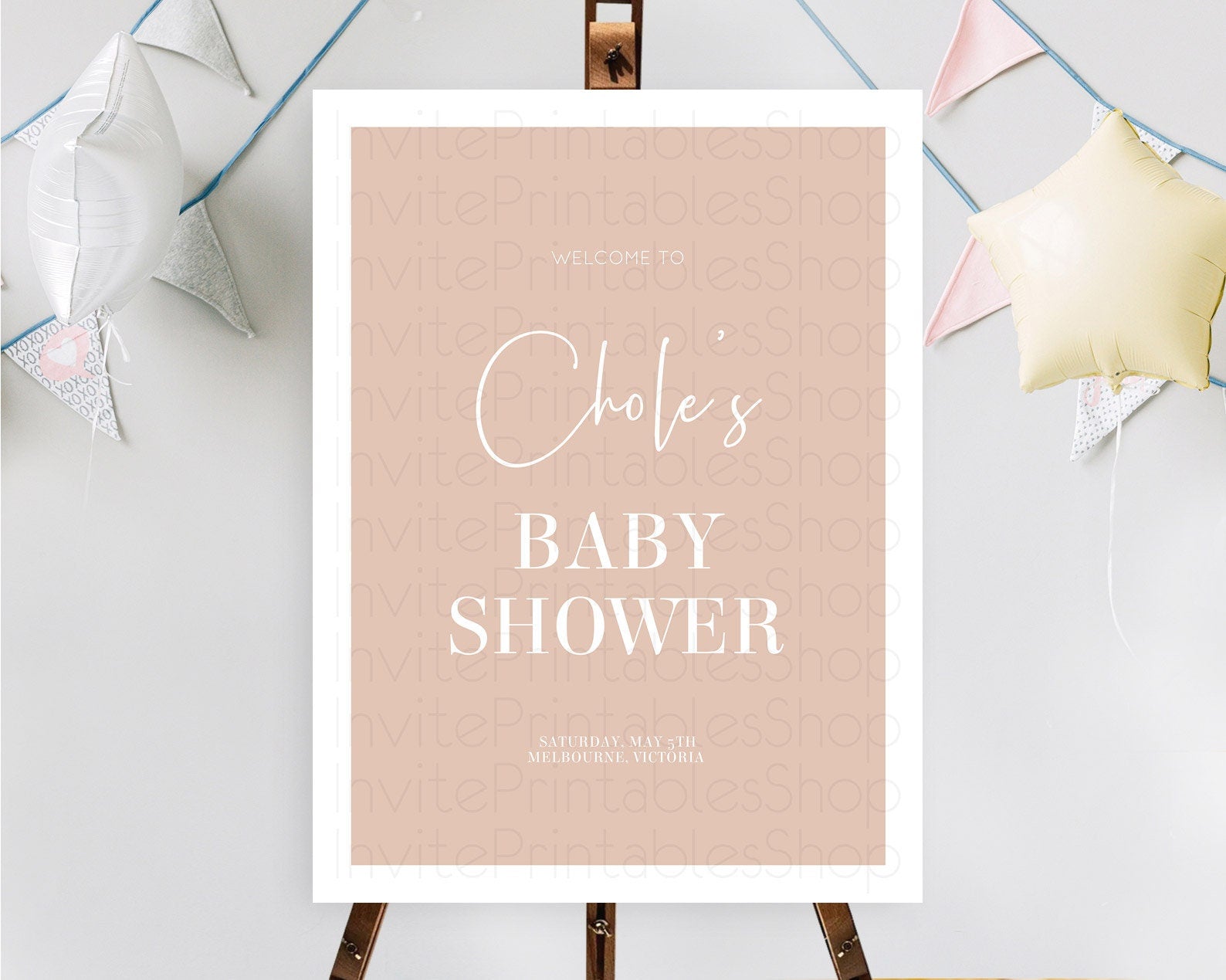 Editable Orange Baby Shower Welcome Sign Plain Orange Welcome Board Minimali
