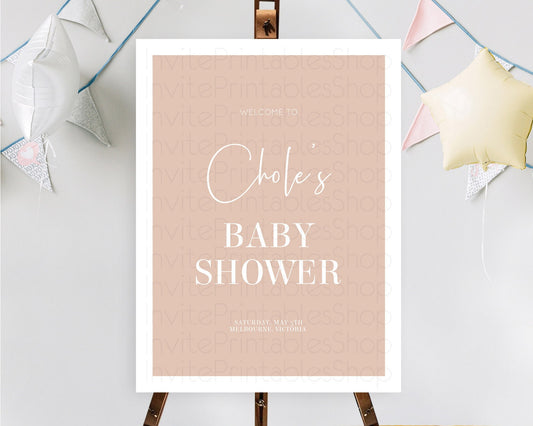 Editable Orange Baby Shower Welcome Sign Plain Orange Welcome Board Minimali