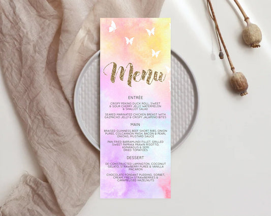Editable Pastel Menu Pastel Rainbow Menu Template Colorful Pastel Table Deco