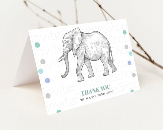 Editable Pastel Elephant Thank You Rainbow Elephant Thank You Card Colorful
