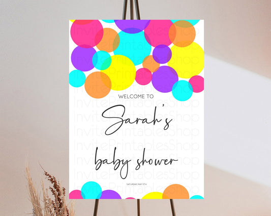 Editable Rainbow Baby Shower Welcome Sign Pastel Welcome Board Pastel Rainbo