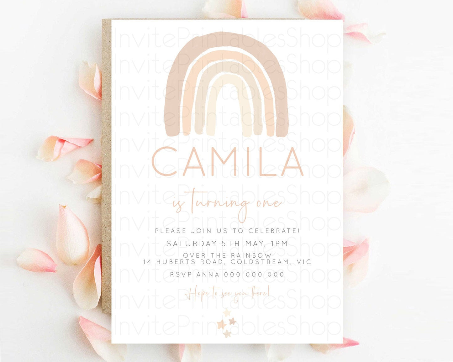 Pastel Rainbow Birthday Invitation Pastel Rainbow Invitation Rainbow Invitation Pastel Invitation Boho Rainbow 1st First Birthday D23104