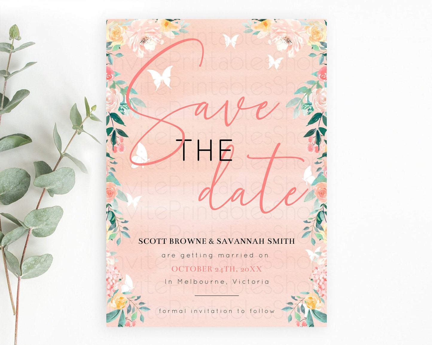 Wildflower Save The Date Template Secret Garden Save The Date Pastel Floral Garden Party Boho Flowers Birthday Baby Shower Wedding D10245