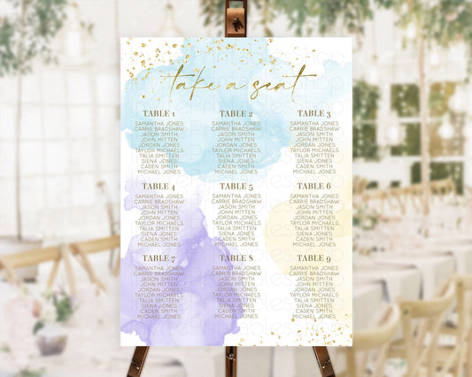 Editable Rainbow Seating Chart Pastel Seating Chart Colorful Pastel Watercol