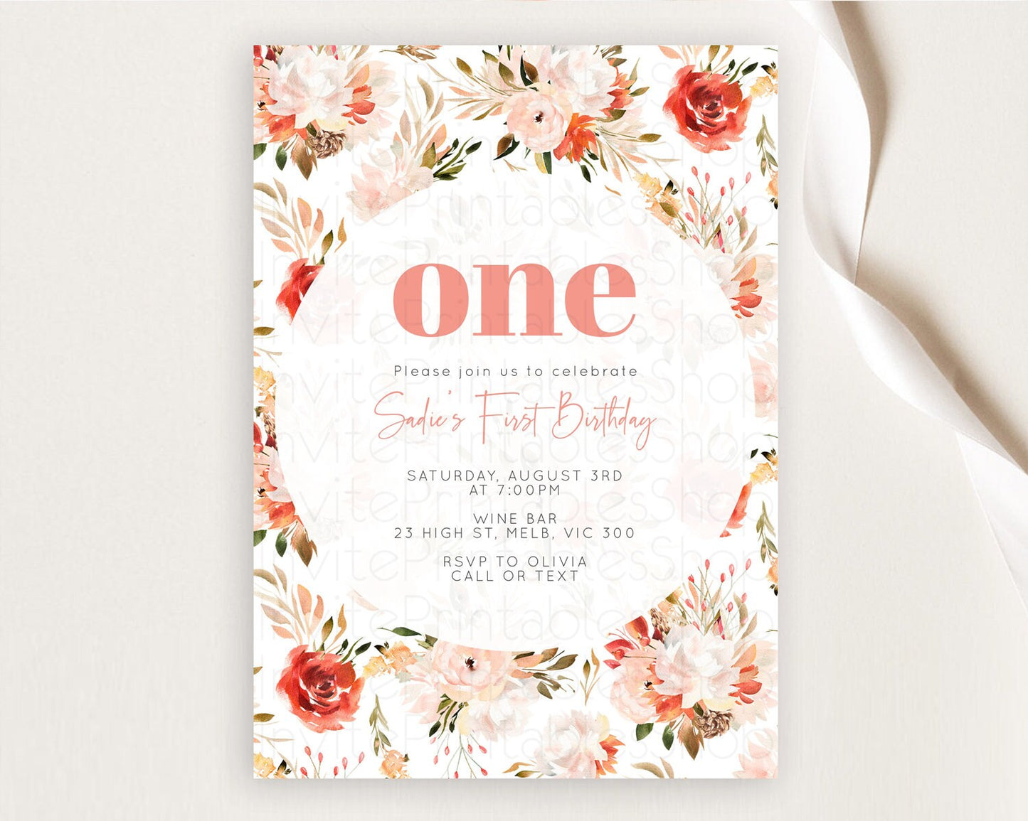 Secret Garden Invitation Wildflower Birthday Invitation Pastel Flowers Invite Enchanted Garden Boho Floral 3rd 2nd First Birthday D10540