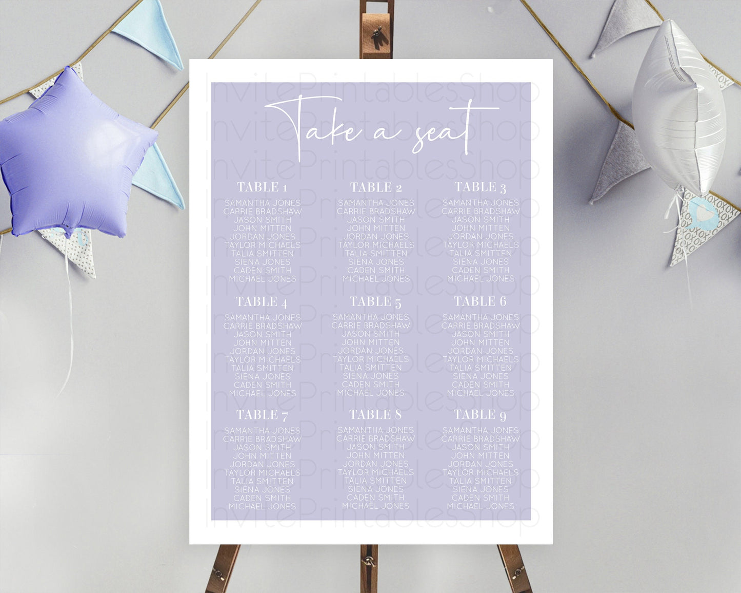 Purple Seating Chart Plain Purple Seating Sign Minimalist Purple Seating Sign Pastel Blue Table Number Sign Take A Seat Purple Décor D10942