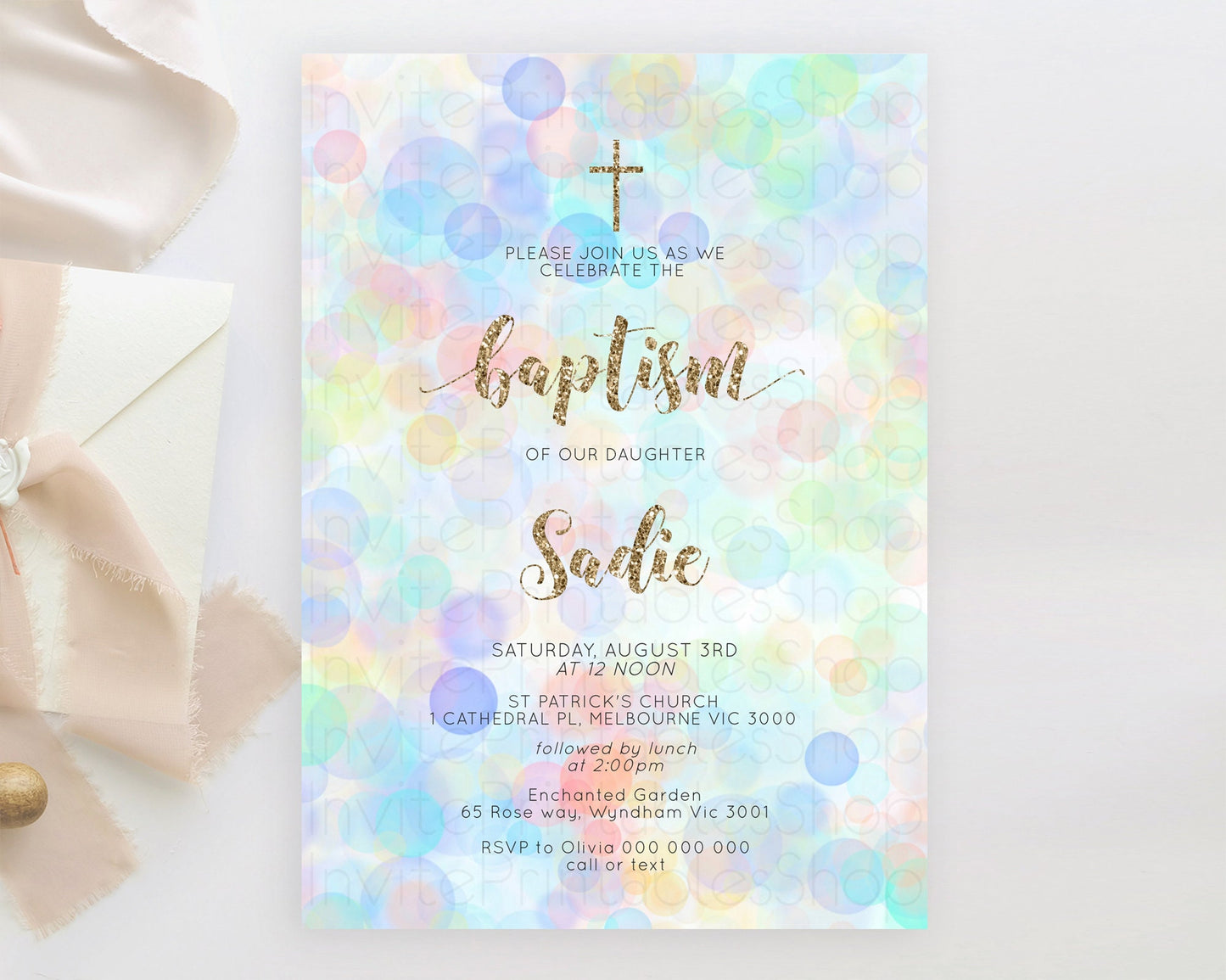 Pastel Baptism Invitation Bath Bomb Party Invitation Pastel Bubbles Baptism 1st Birthday Invitation Watercolour Christening Invite D10447