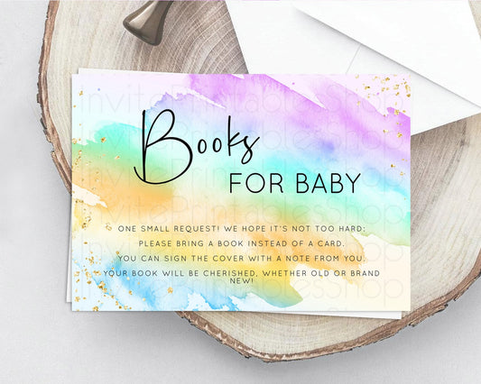 Pastel Books For Baby Card Pastel Rainbow Book Insert Colorful Ombre Watercolor Book Card Confetti Glitter Baby Book Poem Request D10427