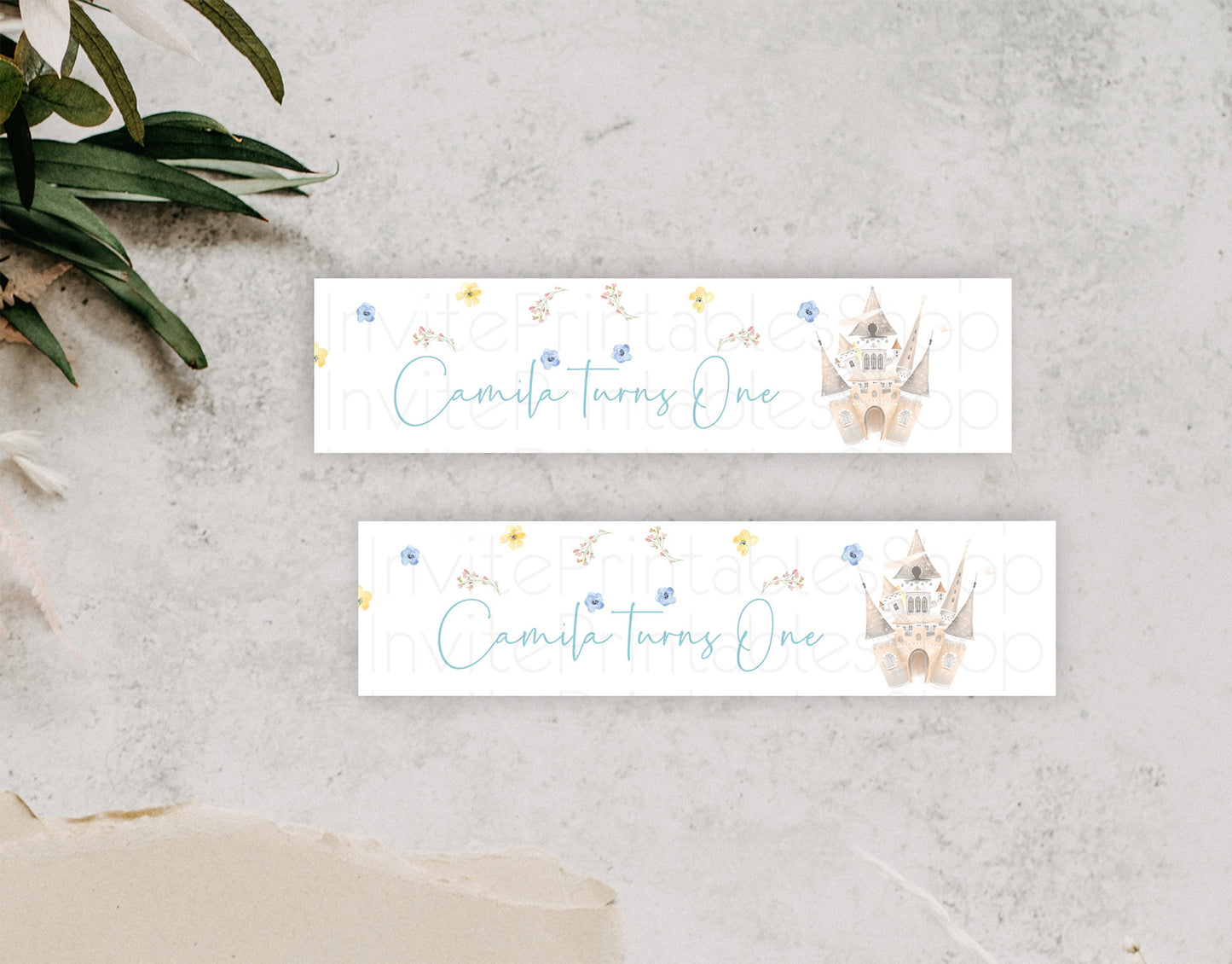 Princess Water Label Template Secret Garden Enchanted Castle Pastel Floral Royal Party Decor For 1st Birthday Baptism Baby Shower D10365