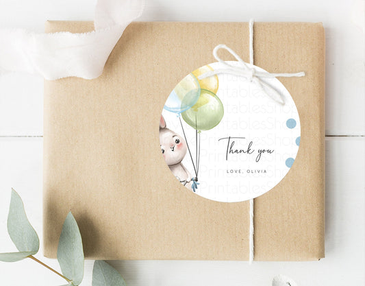 Editable Bunny Thank You Tags Bunny Balloon Thank You Gift Tags Colorful Pas