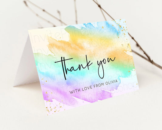 Pastel Thank You Rainbow Thank You Card Colorful Pastel Birthday Thank You Card Confetti Watercolor Pastel Teacher Thank You Cards D10427