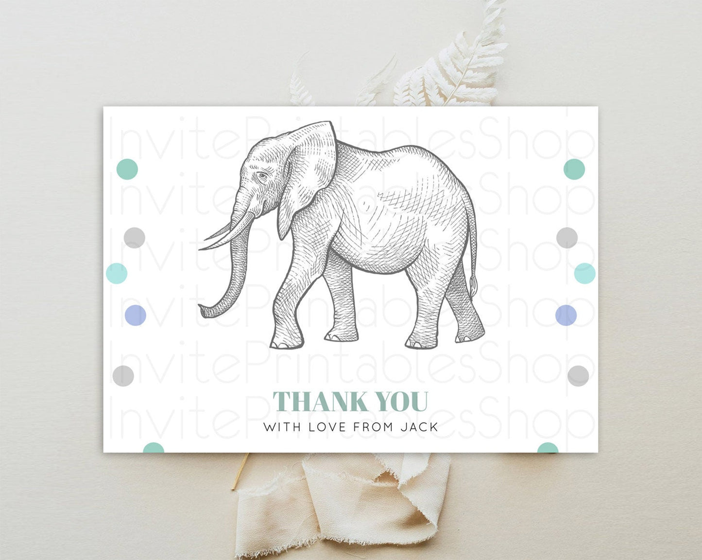 Pastel Elephant Thank You Rainbow Elephant Thank You Card Colorful Rainbow Birthday Thank You Pastel Teacher Thank You Card Template D10859