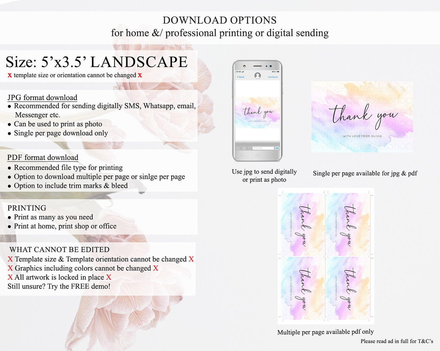 Pastel Thank You Rainbow Thank You Card Colorful Pastel Birthday Thank You Card Confetti Watercolor Pastel Teacher Thank You Cards D10774