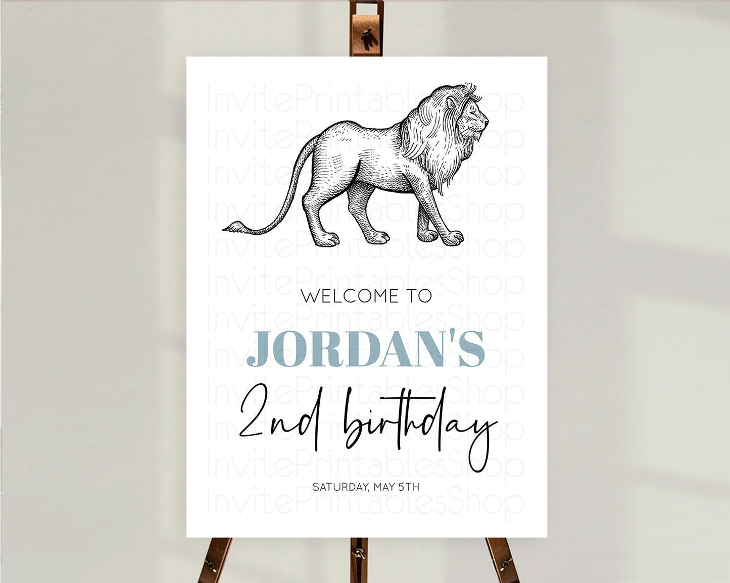 Lion Welcome Sign Lion Welcome Board Lion Party Welcome Poster Dried Palm Fern Safari Party Decor Lion First Birthday Welcome Sign D10246