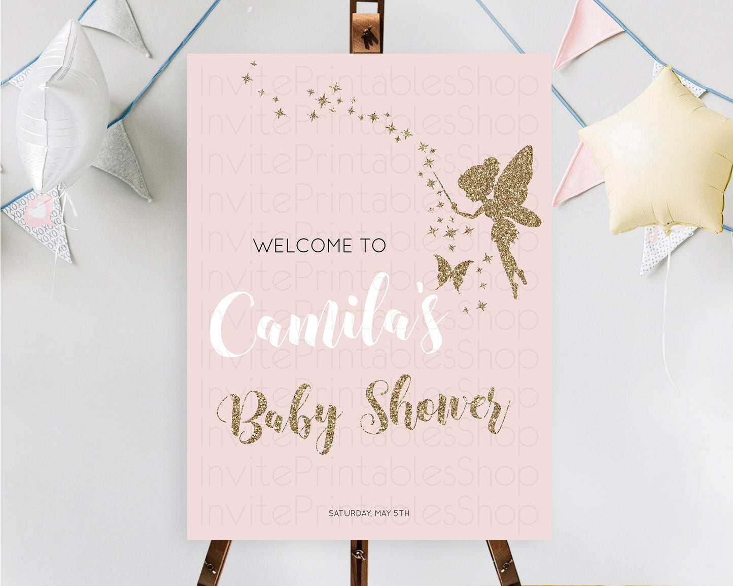Fairy Baby Shower Welcome Sign Fairy Welcome Board Enchanted Garden Pastel Floral Butterfly Decor Secret Garden Fairy Welcome Sign D10899