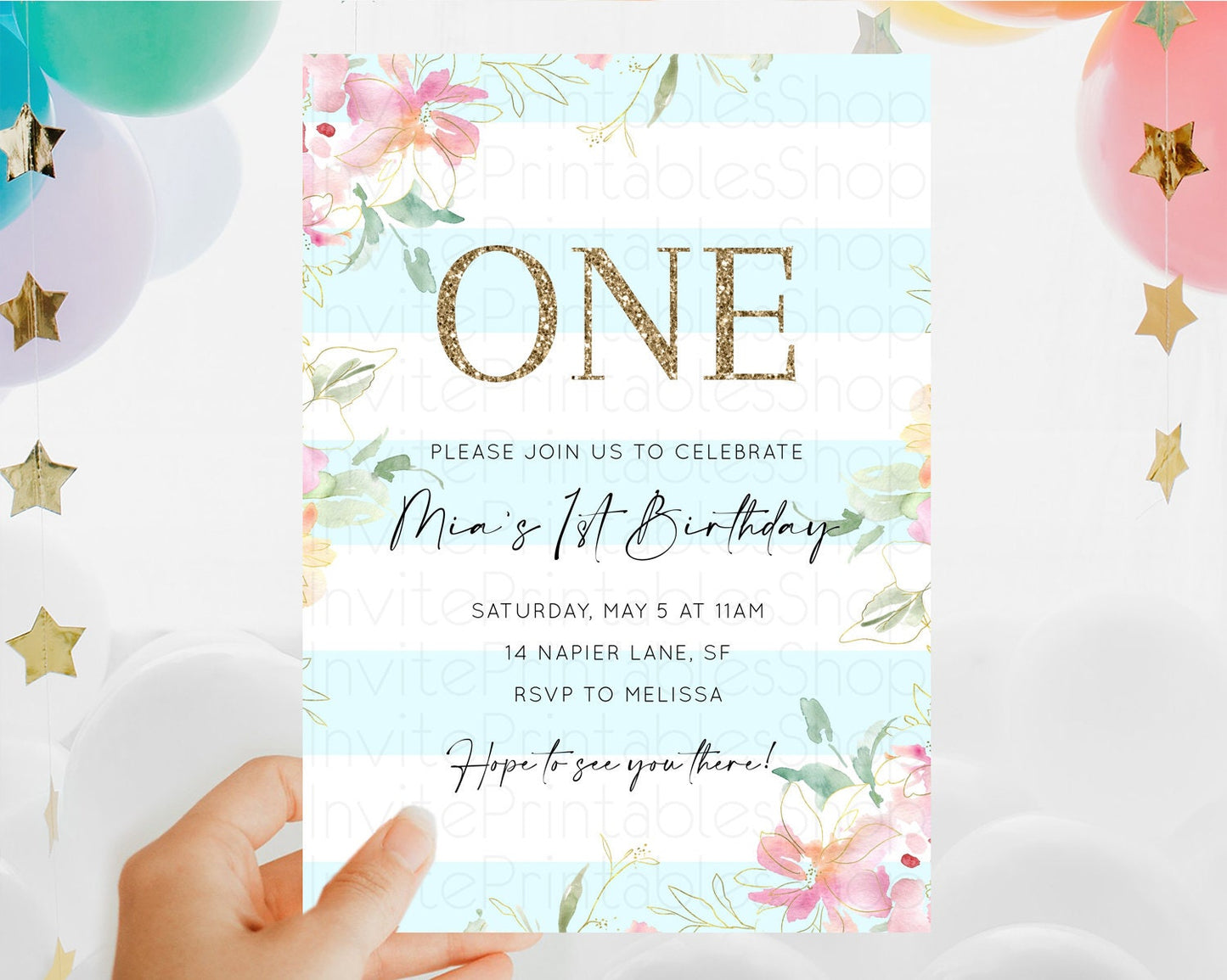 Secret Garden Invitation Wildflower Birthday Invitation Pastel Flowers Invite Enchanted Garden Boho Floral 3rd 2nd First Birthday D10304