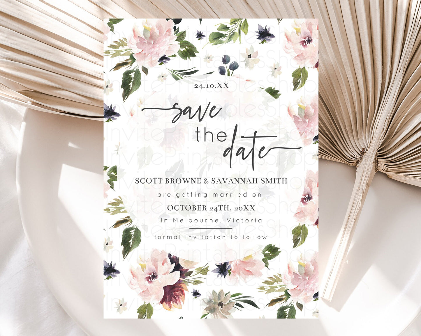 Wildflower Save The Date Template Secret Garden Save The Date Pastel Floral Garden Party Boho Flowers Birthday Baby Shower Wedding D10538