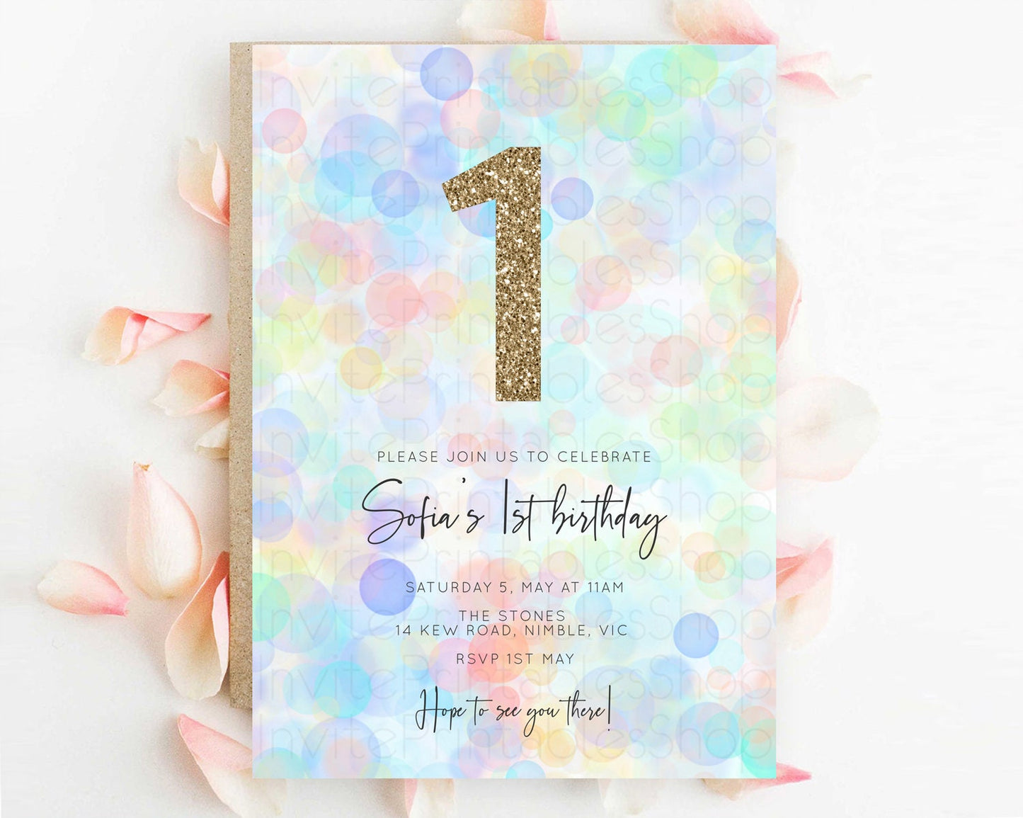 Pastel Birthday Invitation Bath Bomb Party Invitation Pastel Bubbles Invitation Watercolour Invitation 3rd 2nd 1st First Birthday D10444