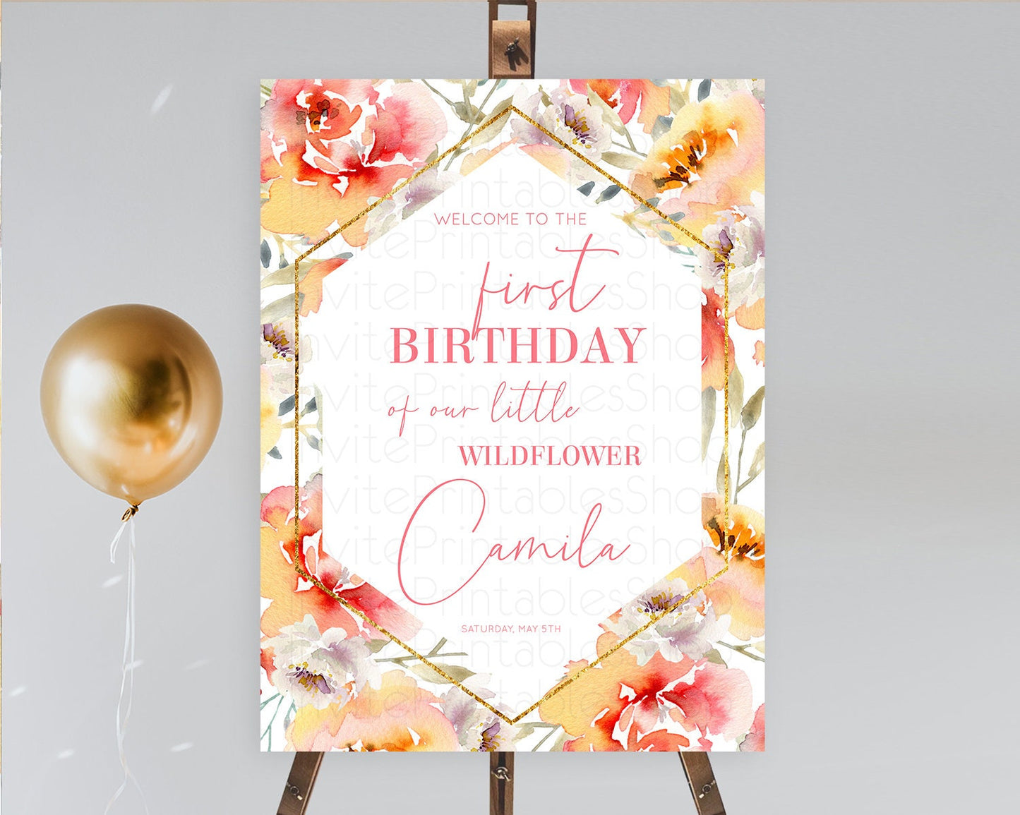 Secret Garden Welcome Sign Wildflower Welcome Board Pastel Flower Garden Welcome Poster Boho Wildflower First Birthday Welcome Sign D10791