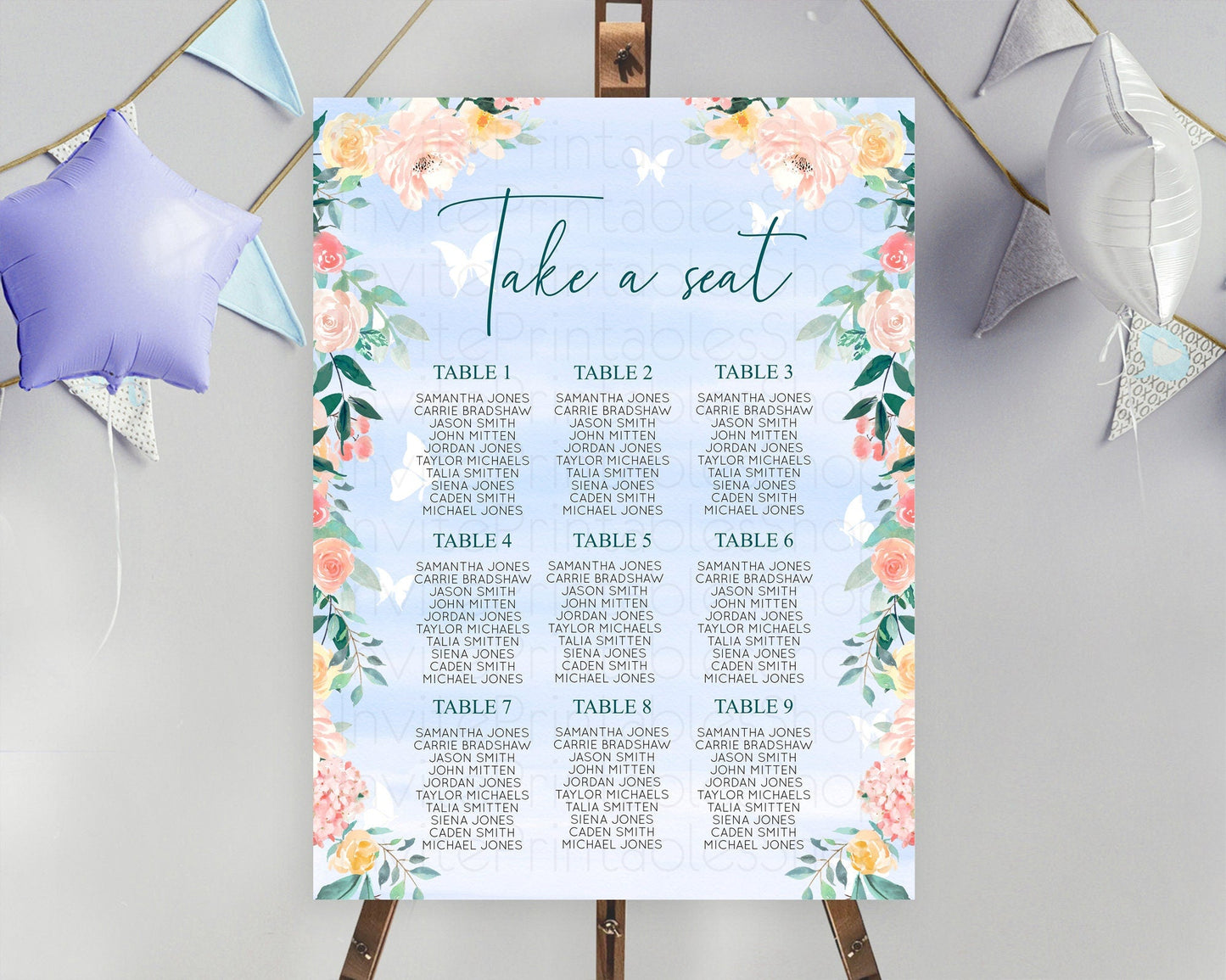 Secret Garden Seating Chart Wildflower Seating Chart Pastel Flowers Seating Chart Enchanted Garden Boho Floral Take A Seat Decor D10337