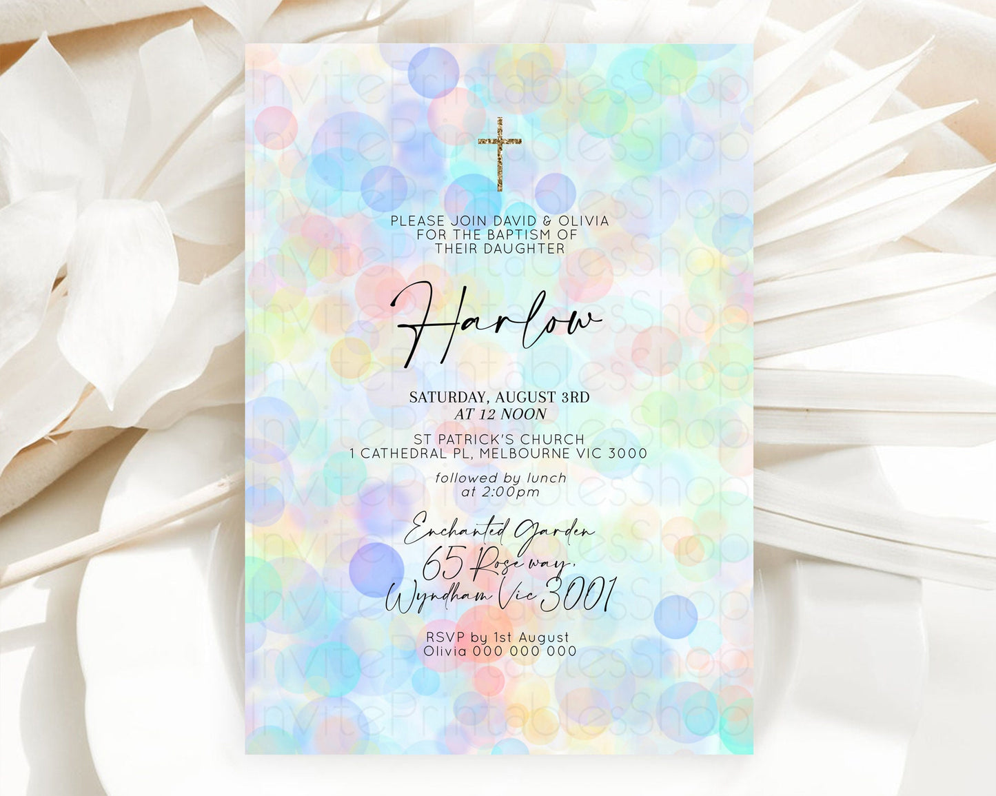 Pastel Baptism Invitation Bath Bomb Party Invitation Pastel Bubbles Baptism 1st Birthday Invitation Watercolour Christening Invite D10446