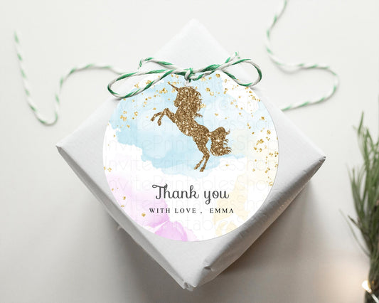 Editable Unicorn Rainbow Thank You Gift Tags Pastel Unicorn Thank You Tags M